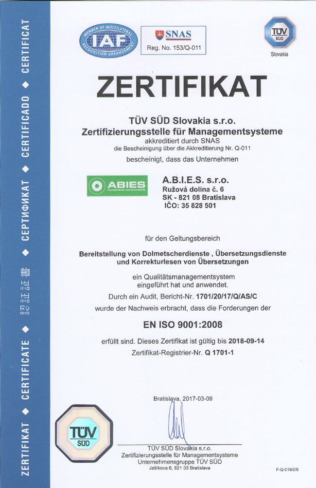zertifikat ISO 9001